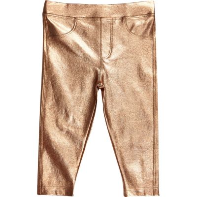 Mini girls metallic bronze leggings